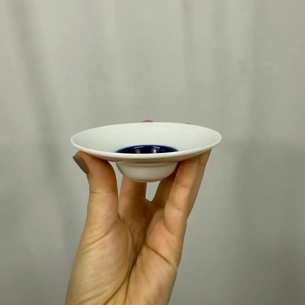 Crate & Barrel Dot Dish Blue 4